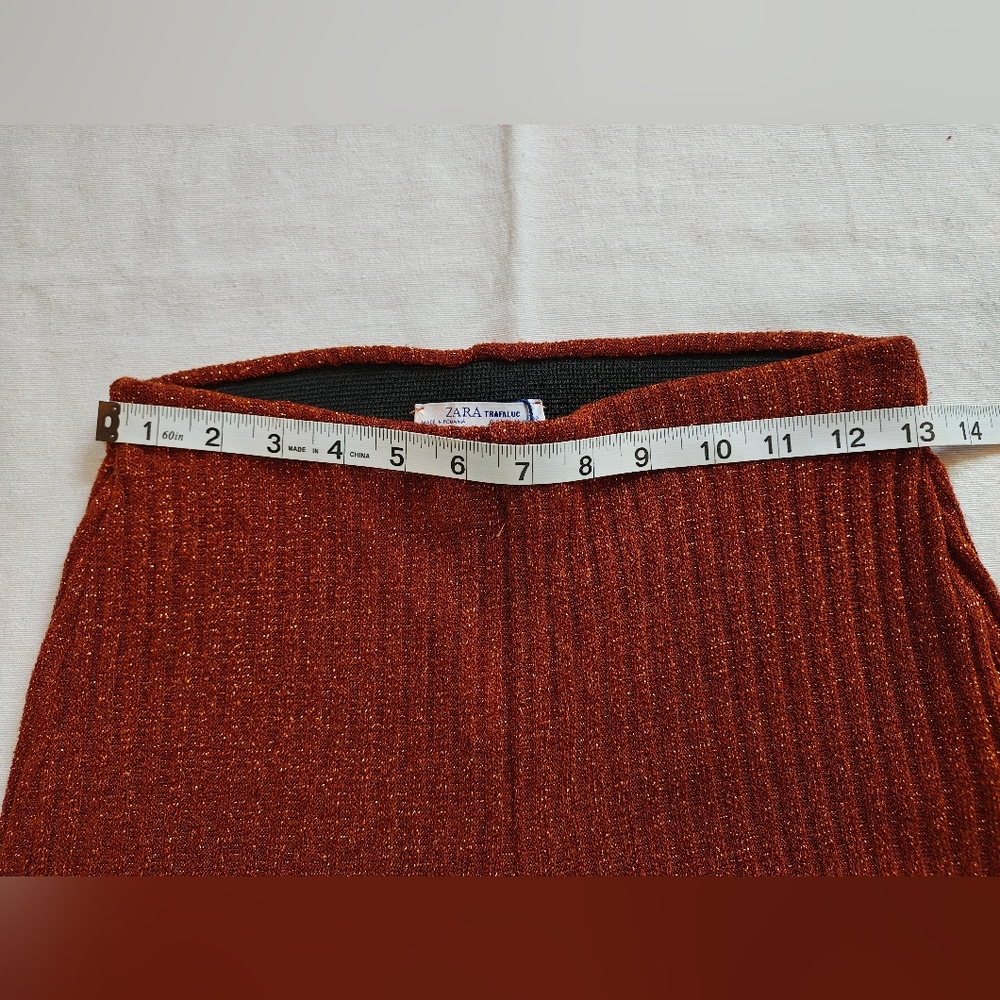 Zara Rust Ribbed Metallic Pants - Picture 2 of 6